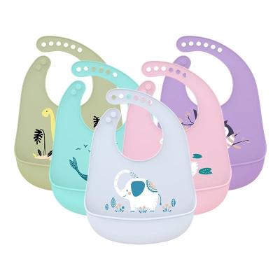 China Wholesale New Baby Bibs BPA Free Adjustable Animal Waterproof Saliva Soft Silicone Ssaliva Towel Drip Edible Image Wholesale for sale