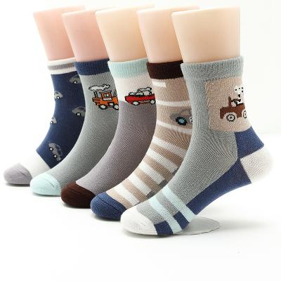 China Spring and autumn new product cartoon series children's antibacterial socks, large, medium and small, boys' cars wholesale for sale