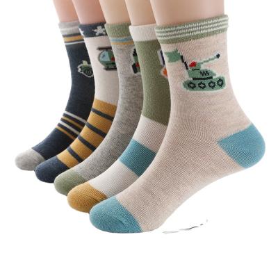 China Autumn Hot Sale Children Antibacterial Spring Socks Pure Cotton Cartoon Car Socks 3-15 Years School Kids Socks For Boys for sale