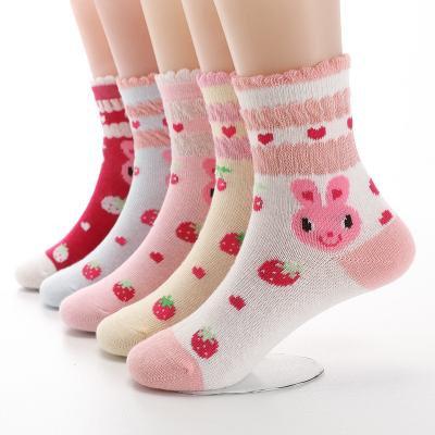 China Spring And Autumn Cartoon New Products Antibacterial Cute Children Socks In The Tube Socks Girls Socks Strawberry Wholesale Rabbit for sale