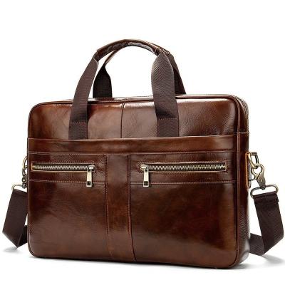 China With USB Men's Genuine Leather Laptop Bag Computer Office Shoulder Bag Men Bag Handbag Crazy Horse Leather Briefcase Tablet Fashion for sale