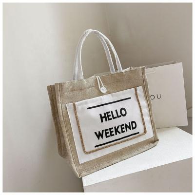 China Fashion Factory Sale High Quality Letter Printing Casual Canvas Shoulder Tote Top-Handle Bag Large Capacity Canvas Handbags For Women for sale