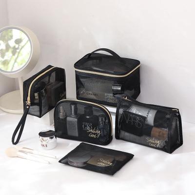 China With New Hot Selling USB Custom Waterproof PVC And Mesh Travel Storage Portable Pouch Outdoor Cosmetic Toiletry Bag Clear Make Up Bag for sale