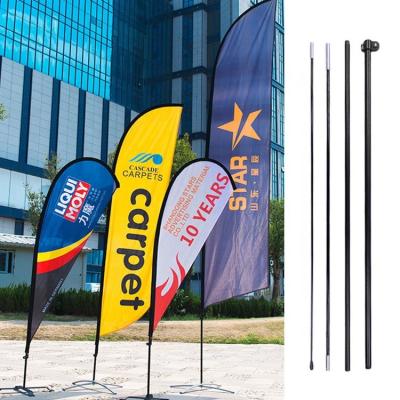 China Beach Anti-strong Outdoor Custom Flagpole Event Wind Feather Aluminum Telescopic Flagpole and Accessories for sale