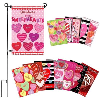 China Assurance Factory Supply 12X18Inch Decorative Valentines Day Heart Love Rose Valentines Day Garden Flag for sale