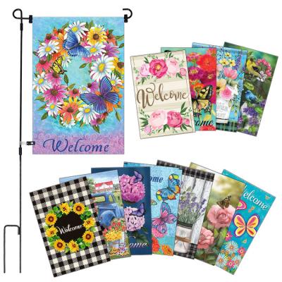 China Custom Home Decorative Seasonal Spring Promotion Flag 12X18 Double Sided Sublimation Garden Wholesale Sublimation Spring Garden Flag for sale