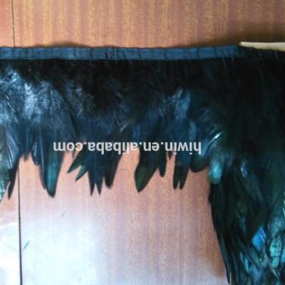 China Chicken feather dyed black feather fringe for sale