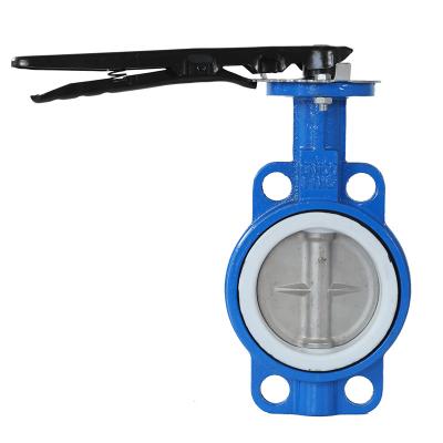 China General Handle 304 Soft Sealing Black White Rubber Plate PTFE Valve Butterfly Valve for sale