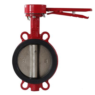 China General Multistandard Signal Wafer Vertical Handle Rubber Lined Butterfly Valve for sale