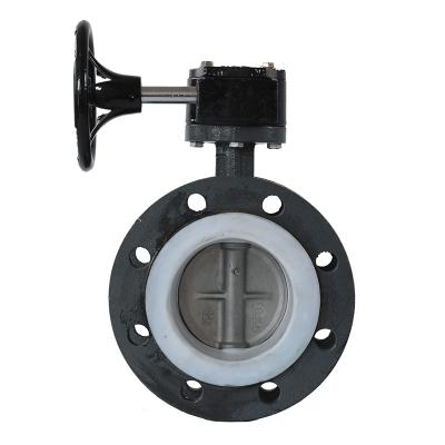 China General Worm Gear Flange Lining Soft Sealing PTFE 304 Plate Valve Flange Butterfly Valve for sale