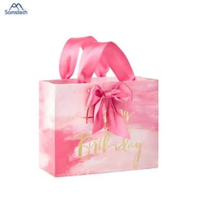 China China Disposable Manufacturers Custom Giftbag Luxury Boutique Packaging Custom Pink Paper Thank You Gift Bags With Logo Print for sale