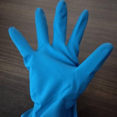 China Good Quality 75g Eco-friendly Blue Household Gloves Household Latex Cleaning Glove for sale