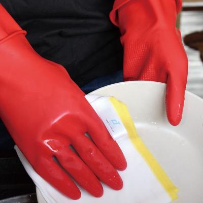 China Housekeeping Latex Ware Heat Resistant Silicone Scrubber Cleaning Gloves for Kitchen Tableware for sale