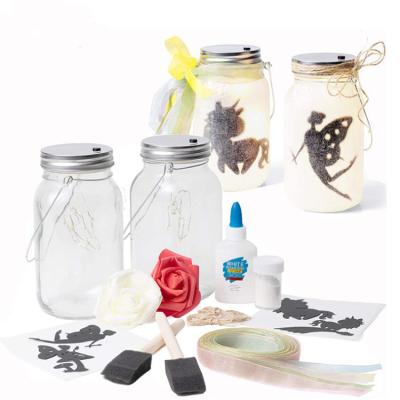 China DIY Girls Toys 2020 Amazon Hot Sale Children's Creative Handmade Halloween Bottle Light DIY Mason Jar Fairy Lantern Jar for sale