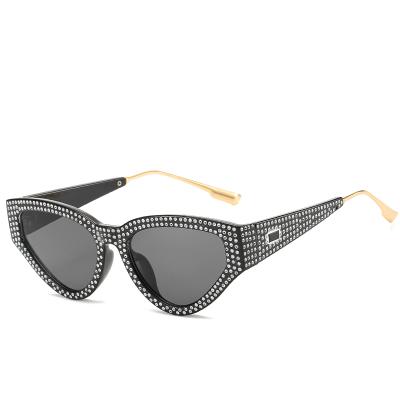 China Cat Eye Cat Eye Diamonds Rhinestone Women's Sunglasses Fashion UV400 Female Professional Sun Glitter Shade for sale