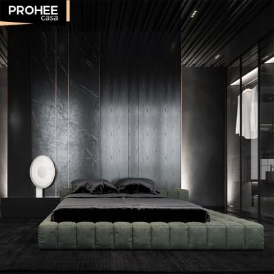 China Durable Home European Green Velvet King Bed Wardrobe Bedroom Suites Modern Classic Set Furniture for sale