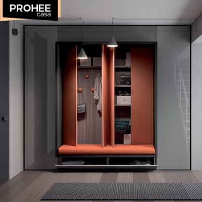 China Cloakroom design wardrobe PROHEE factory direct sale simple and space-saving in-wall wardrobe for sale