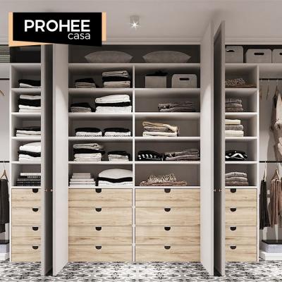 China PROHEE Foldable Modern Home Furniture High Quality Wooden Folding Door Wardrobe for sale