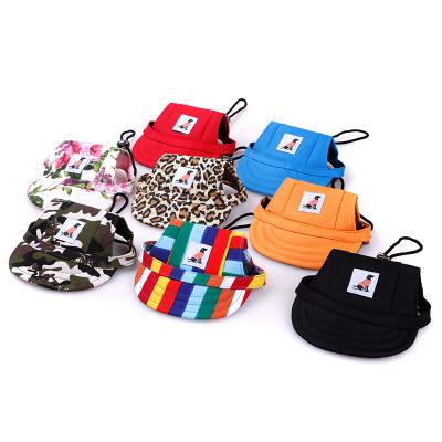 China Viable Fashion Pet Accessories Dog Sun Hats Adjustable Breathable Pet Baseball Cap With Ear Holes for sale