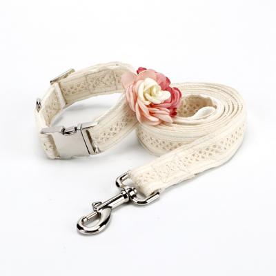 China Viable Wholesale Simple Goods Nylon Dog Collar With Flower Pet Leashes And Collar Two-Pieces Set for sale