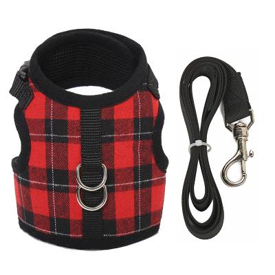 China Hot Sale Pet Products Plaid Harness Pet Products Stocked Adjustable Leash For Dog Harness Pet Harness for sale