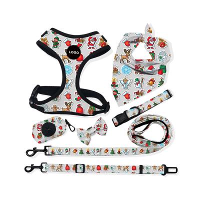 China Viable Custom Fashion Models Logo Polyester Dog Harness And Leash Set Dog Harness for sale