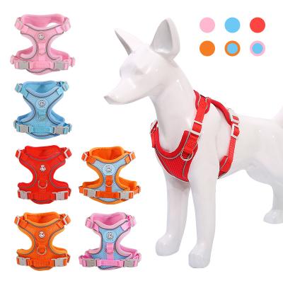 China Viable Custom Dog Harness Pet Supplies Breathable Mesh Polyester Solid Pet Reflective Dog Harness Custom Chest Straps for sale