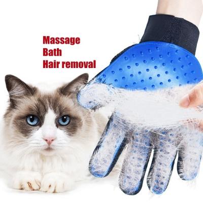 China Viable Custom Silicone Pet Grooming Deshedding Brush Glove Pet Hair Remover Gloves Pamper Grooming Glove for sale