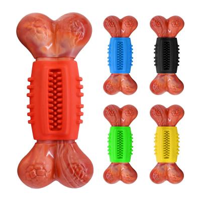 China Interactive Toy Bite Pet Tooth Cleaning Dog Toothbrush Dog Sustainable Chew Game Bone Toys Rubber Dog Chew Toy for sale