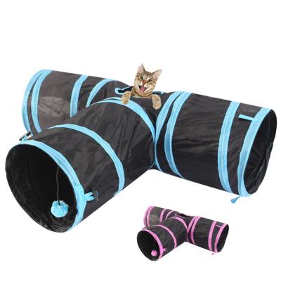 China Cat Tunnel Toys Kitten 3 Viable Outdoor Folding Holes Pet Supplier Factory Folding Tunnel for sale