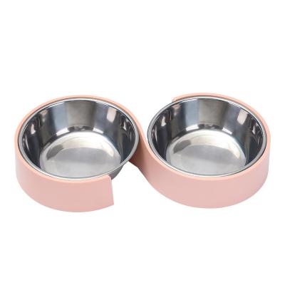 China Viable The New Simple Design Stainless Steel Pet Bowl Non-slip Pet Cat And Dog Bowl S Shaped Pet Bowl for sale