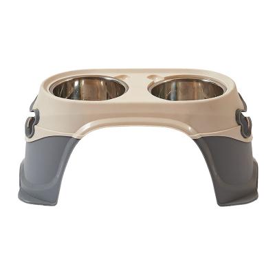 China Double Stored Pet Bowls Dog Food Water Feeder Prevent Knocking Over Tall Bowls Pet Drinking Bowl for sale