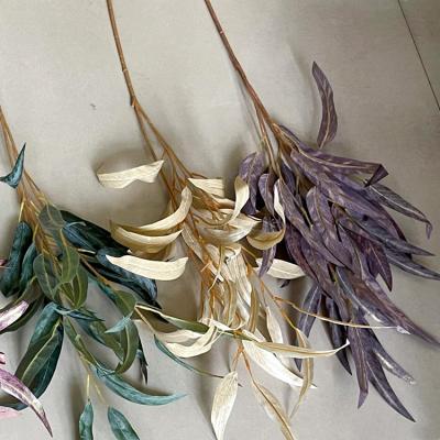 China Decorative Silk Fake Willow Leaves Branches Artificial Plants Colorful Christmas Amazon Flower Environmentally Friendly Success for sale