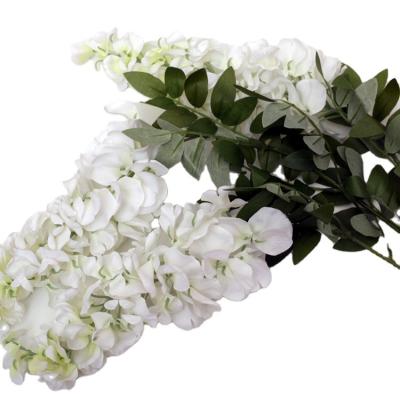 China OEM Beautiful Silk Wisteria Flower Vines Wisteria Bean Flowers String Wholesale Wedding Colorful Romantic White Artificial Ceiling Decor for sale