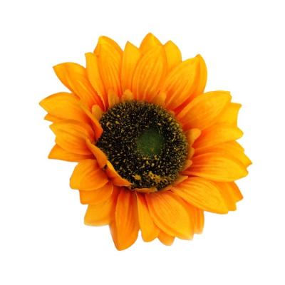 China Wholesale Hand Made Head Large Real Fake Single Silk Touch Sunflower Glitter Artificial Flower Heads for sale