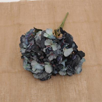 China Gray-black hydrangea background wall head flower black wedding artificial flowers decorative hand made flowers wholesale for sale