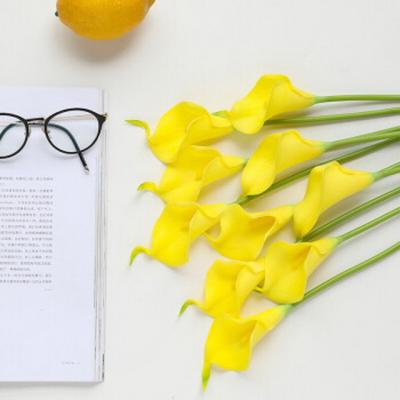 China TC3022 PU Artificial Flowers Romantic High Quality Yellow White Zantedeschia For Wedding Decoration for sale