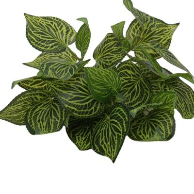 China Home.Restaurant.Bar.Hotel.Wedding Wholesale Real Touch Decorative Silk Zebra Pattern Artificial Plant Leaves Garden Decoration Artificial Green Leaves for sale