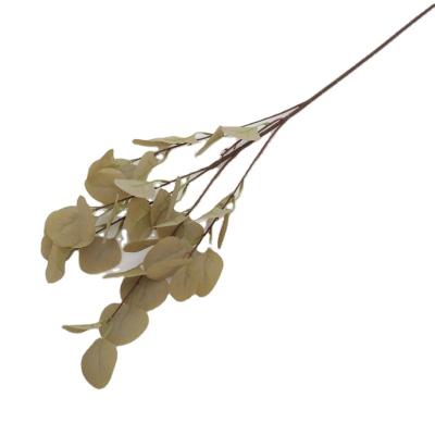 China Wholesale durable Nordic yellow silk eucalyptus lambs ear artificial flowers autumn silk leaves for home decoration from china factory for sale