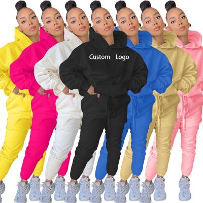 China 2023 Fall QUICK DRY Clothes Custom Logo Thick Fleece Sweatsuit Joggers Pants Two Piece Pants Set 2 Piece Sweatsuit Women Set Tracksuit for sale