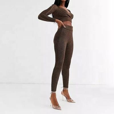 China Oti's Textile OEM/ODM Loungewear Women's Clothing Set Knitted Slim Skinny Women Clothing Set Two Piece Set Wholesale High Quality QUICK DRY for sale