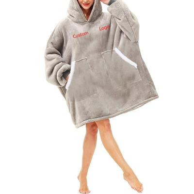 China Anti-wrinkle Oti Textile Oversized Wearable Blanket Sherpa Shear Large Thick Warm Hoodie Blanket Sweatshirt Hooded Blanket For Women for sale