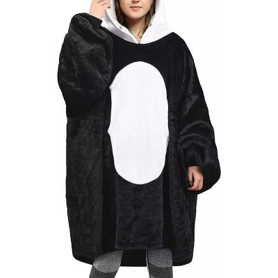 China OEM Panda Super Soft Warm Giant Sweatshirt Sherpa Oversized Wearable Blanket Anti-wrinkle Oti Textile Hoodie With Large Front Pocket for sale