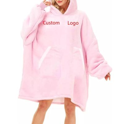 China Oti Textile Lowest Price Sherpa Wearable Blanket Anti-Wrinkle Shear Thick Warm Hoodie Blanket Hooded Big Sweatshirt For Women for sale