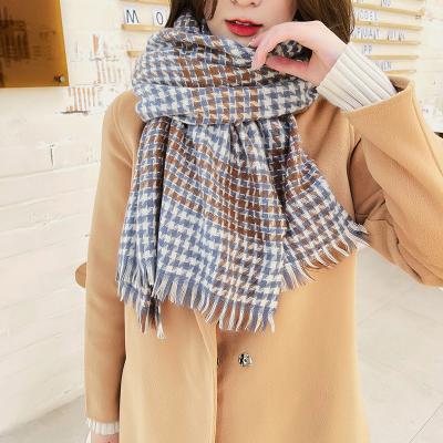 China Elegant lady customized fashionable colorful women scarves double sided cashmere ladies scarves with tassel for sale