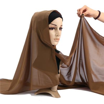 China Moq Baotou Bass Pearl Chiffon Hijab Long Chiffon Shawl Women Hijab Going Out Decoration Daily Thin Multicolor Button Scarf for sale