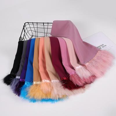 China Muslim Chiffon Feather Decoration Hijab Wrap Scarf Women Customized Chiffon Malaysia Scarf Shawl Hijab Wrap for sale