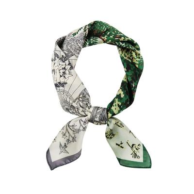 China New Elegant Ethnic Style Small Square Square Scarf In Retro Style Soft Satin Women Square Custom Printing Silk Scarf for sale