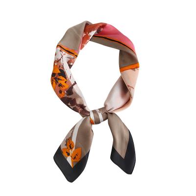 China Fashion Silk Wholesale Ladies Unique Soft Silk Scarf Square Printed Spring And Autumn Decorative Scarf for sale