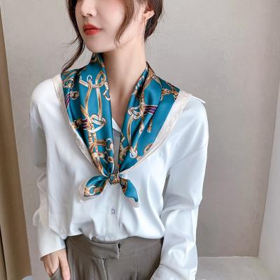 China Elegance high quality silk square sunscreen satin square thin scarf clothing decoration gift printed small silk scarf for sale